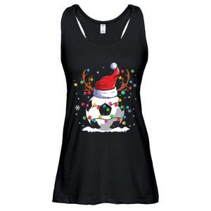 Soccer Santa Hat Reindeer Christmas Lights Funny Xmas Ladies Essential Flowy Tank