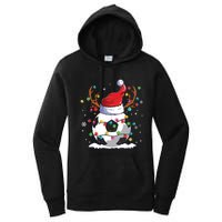 Soccer Santa Hat Reindeer Christmas Lights Funny Xmas Women's Pullover Hoodie