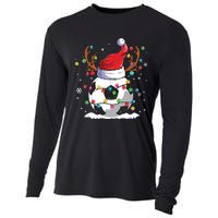 Soccer Santa Hat Reindeer Christmas Lights Funny Xmas Cooling Performance Long Sleeve Crew