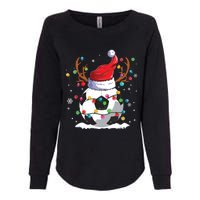 Soccer Santa Hat Reindeer Christmas Lights Funny Xmas Womens California Wash Sweatshirt