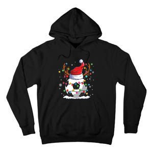 Soccer Santa Hat Reindeer Christmas Lights Funny Xmas Tall Hoodie