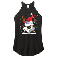 Soccer Santa Hat Reindeer Christmas Lights Funny Xmas Women's Perfect Tri Rocker Tank