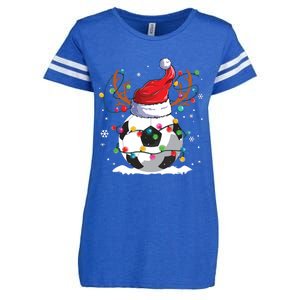 Soccer Santa Hat Reindeer Christmas Lights Funny Xmas Enza Ladies Jersey Football T-Shirt