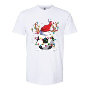 Soccer Santa Hat Reindeer Christmas Lights Funny Xmas Softstyle CVC T-Shirt