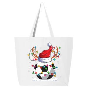 Soccer Santa Hat Reindeer Christmas Lights Funny Xmas 25L Jumbo Tote