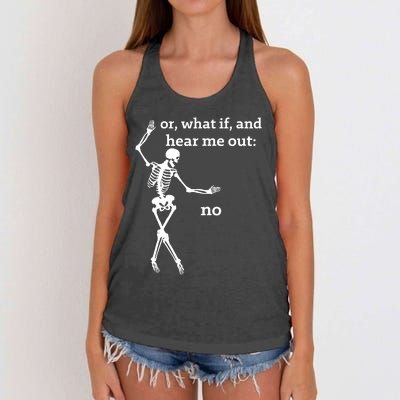 Sassy Skeleton Hear Me Out: No Women's Knotted Racerback Tank