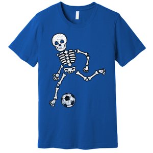 Skeleton Soccer Halloween Sport Player Costume Premium T-Shirt