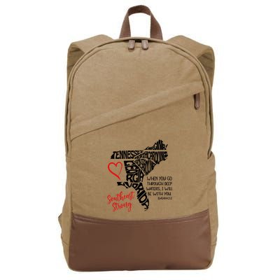 Southeast Strong Hurricane Helene Survivor When You Go Through Deep Wat Cotton Canvas Backpack