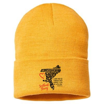 Southeast Strong Hurricane Helene Survivor When You Go Through Deep Wat Sustainable Knit Beanie