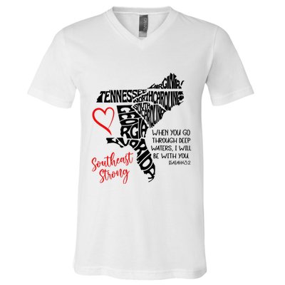 Southeast Strong Hurricane Helene Survivor When You Go Through Deep Wat V-Neck T-Shirt