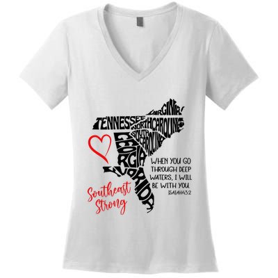 Southeast Strong Hurricane Helene Survivor When You Go Through Deep Wat Women's V-Neck T-Shirt
