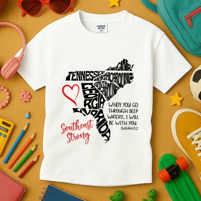 Southeast Strong Hurricane Helene Survivor When You Go Through Deep Wat Kids T-Shirt