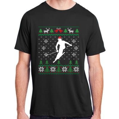 Skier Santa Hat Skiing And Ski Lover Ugly Christmas Meaningful Gift Adult ChromaSoft Performance T-Shirt