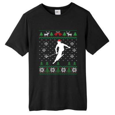 Skier Santa Hat Skiing And Ski Lover Ugly Christmas Meaningful Gift Tall Fusion ChromaSoft Performance T-Shirt