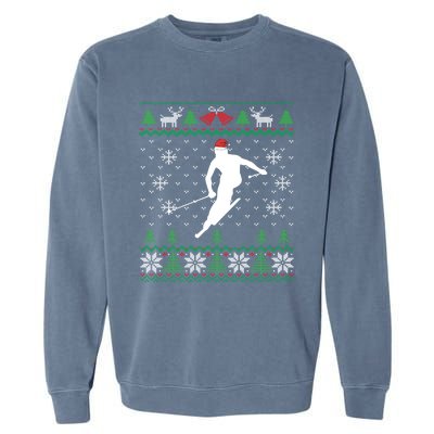 Skier Santa Hat Skiing And Ski Lover Ugly Christmas Meaningful Gift Garment-Dyed Sweatshirt