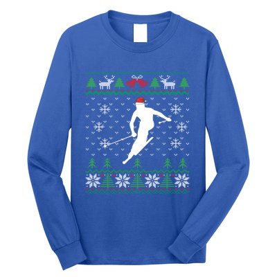 Skier Santa Hat Skiing And Ski Lover Ugly Christmas Meaningful Gift Long Sleeve Shirt