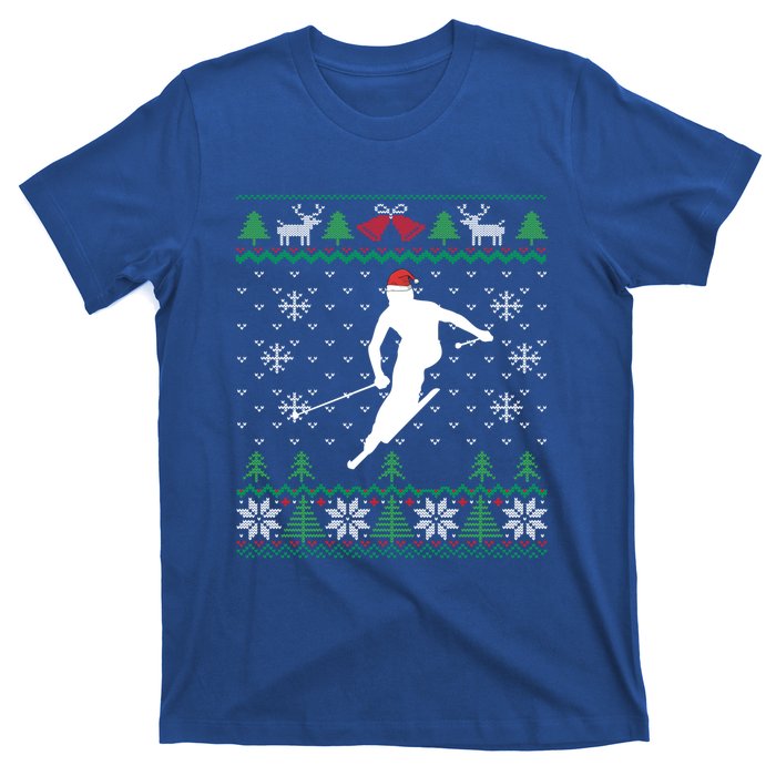 Skier Santa Hat Skiing And Ski Lover Ugly Christmas Meaningful Gift T-Shirt