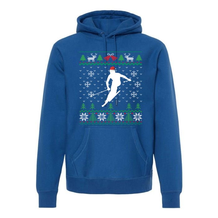 Skier Santa Hat Skiing And Ski Lover Ugly Christmas Meaningful Gift Premium Hoodie