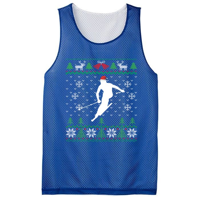 Skier Santa Hat Skiing And Ski Lover Ugly Christmas Meaningful Gift Mesh Reversible Basketball Jersey Tank