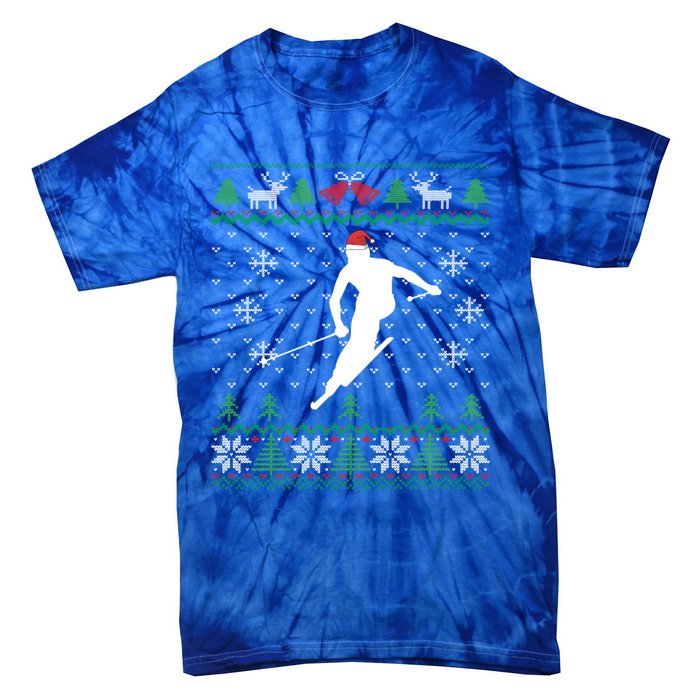 Skier Santa Hat Skiing And Ski Lover Ugly Christmas Meaningful Gift Tie-Dye T-Shirt