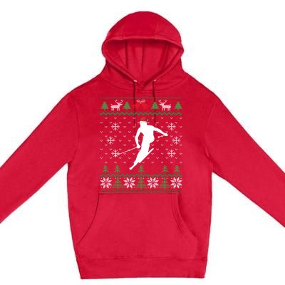 Skier Santa Hat Skiing And Ski Lover Ugly Christmas Meaningful Gift Premium Pullover Hoodie