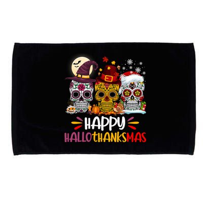 Sugar Skull Hallothankmas Halloween Thanksgiving Christmas Microfiber Hand Towel