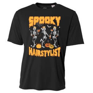 Spooky Season Halloween Hairstylist Skeleton And Pumpkins Cooling Performance Crew T-Shirt