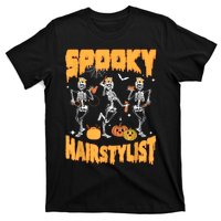 Spooky Season Halloween Hairstylist Skeleton And Pumpkins T-Shirt