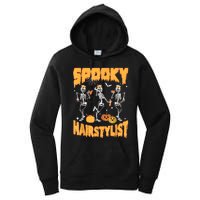 Spooky Season Halloween Hairstylist Skeleton And Pumpkins Women's Pullover Hoodie