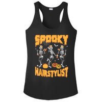 Spooky Season Halloween Hairstylist Skeleton And Pumpkins Ladies PosiCharge Competitor Racerback Tank