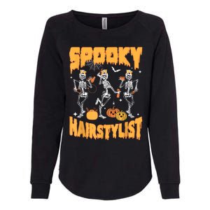 Spooky Season Halloween Hairstylist Skeleton And Pumpkins Womens California Wash Sweatshirt