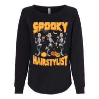 Spooky Season Halloween Hairstylist Skeleton And Pumpkins Womens California Wash Sweatshirt