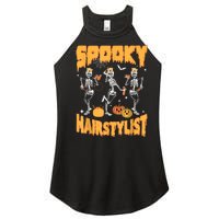 Spooky Season Halloween Hairstylist Skeleton And Pumpkins Women's Perfect Tri Rocker Tank