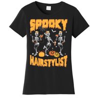 Spooky Season Halloween Hairstylist Skeleton And Pumpkins Women's T-Shirt