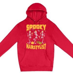 Spooky Season Halloween Hairstylist Skeleton And Pumpkins Premium Pullover Hoodie