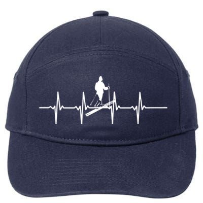 Ski Skiing Heartbeat Skier Gift 7-Panel Snapback Hat