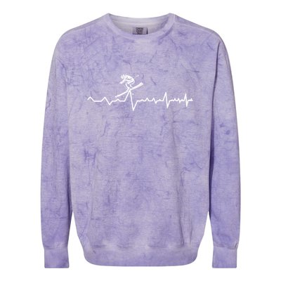 Skiing Ski Heartbeat Gift For Skiers Colorblast Crewneck Sweatshirt