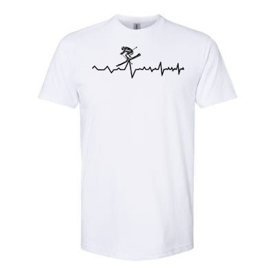 Skiing Ski Heartbeat Gift For Skiers Softstyle CVC T-Shirt