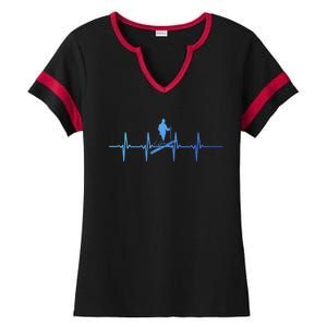 Ski Skiing Heartbeat Skier Cool Gift Ladies Halftime Notch Neck Tee