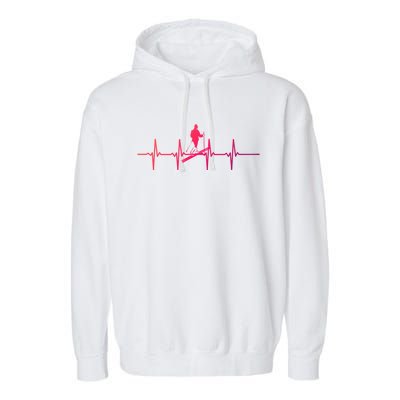 Ski Skiing Heartbeat Skier Cool Gift Garment-Dyed Fleece Hoodie