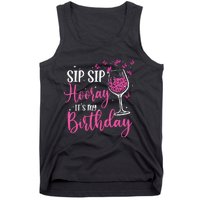 Sip Sip Hooray Its My Birthday Pink Leopard Wine Glass Tank Top