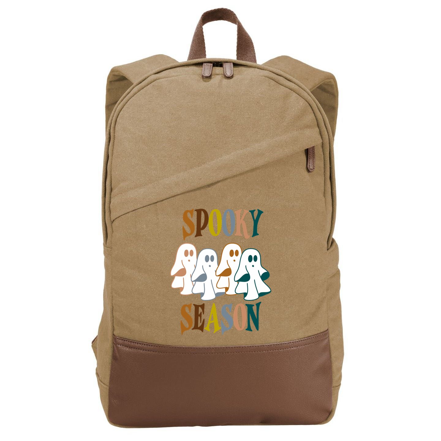 Spooky Season Halloween Ghost Festive Cotton Canvas Backpack