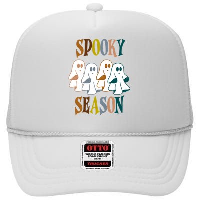 Spooky Season Halloween Ghost Festive High Crown Mesh Back Trucker Hat