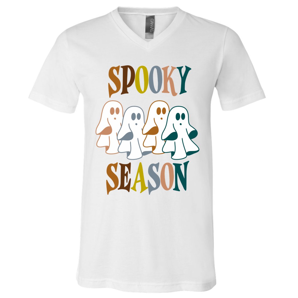Spooky Season Halloween Ghost Festive V-Neck T-Shirt