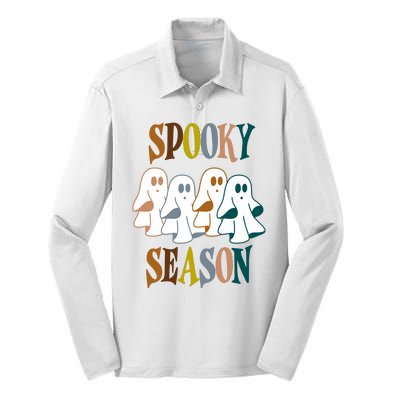 Spooky Season Halloween Ghost Festive Silk Touch Performance Long Sleeve Polo