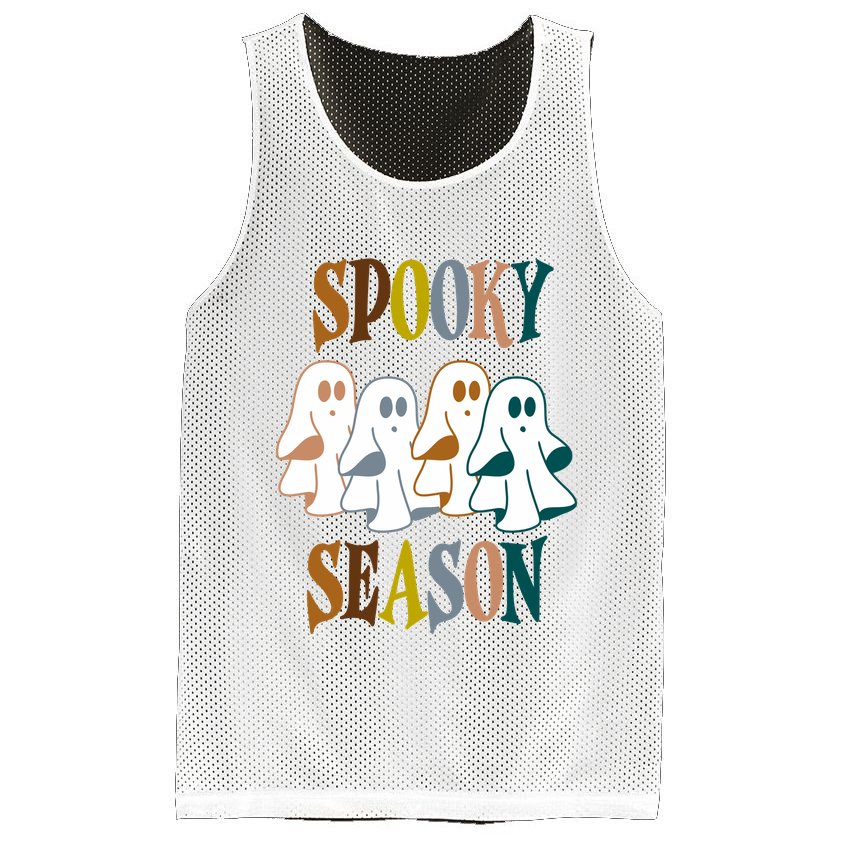 Spooky Season Halloween Ghost Festive Mesh Reversible Basketball Jersey Tank