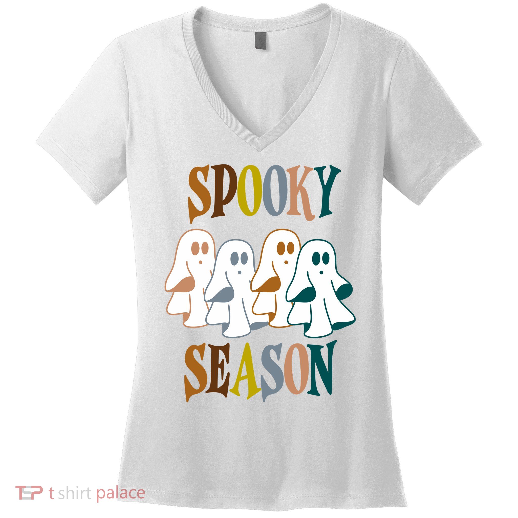 Spooky Season Halloween Ghost Festive Women's V-Neck T-Shirt