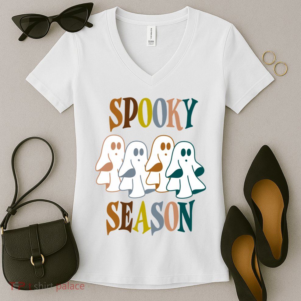 Spooky Season Halloween Ghost Festive Women's V-Neck T-Shirt