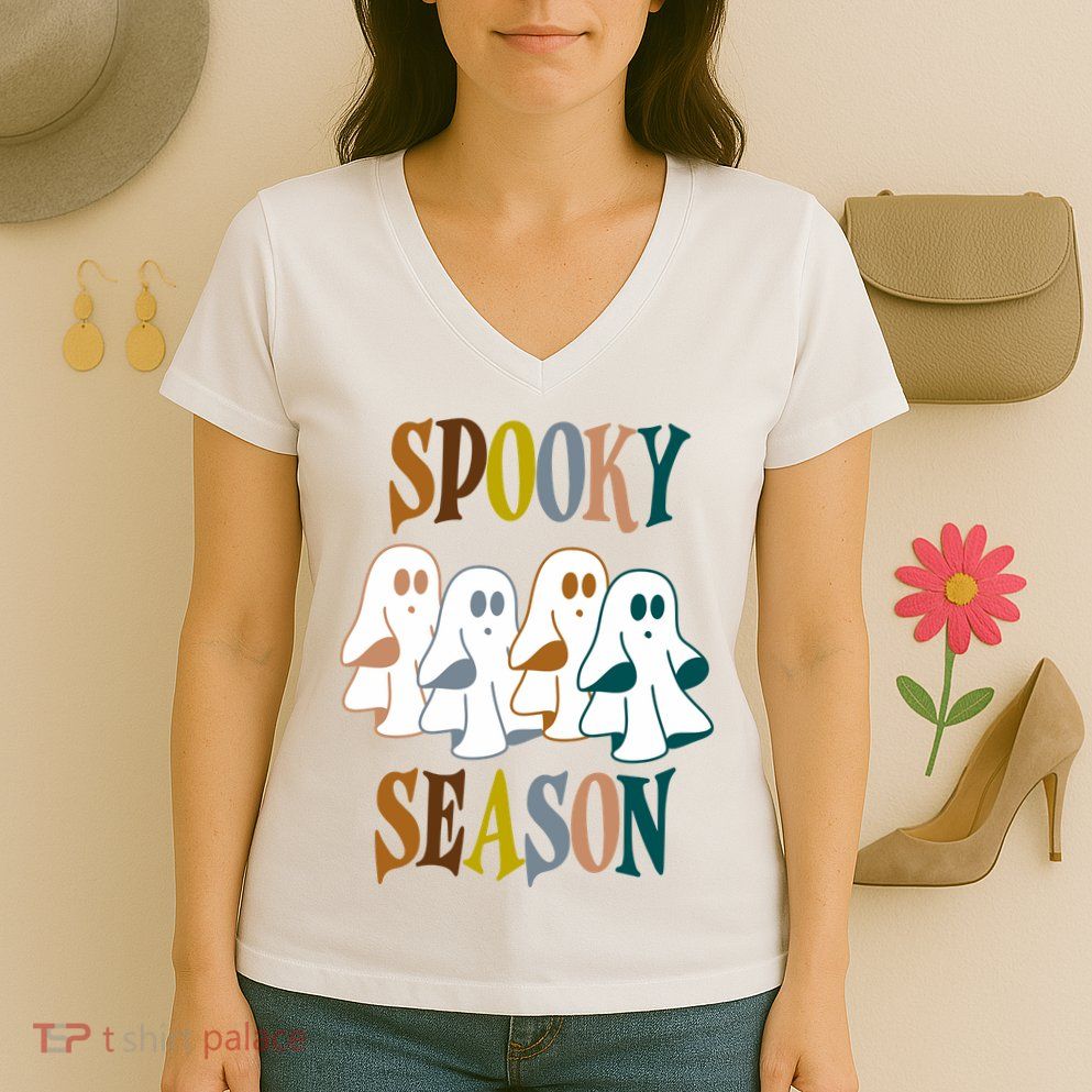 Spooky Season Halloween Ghost Festive Women's V-Neck T-Shirt