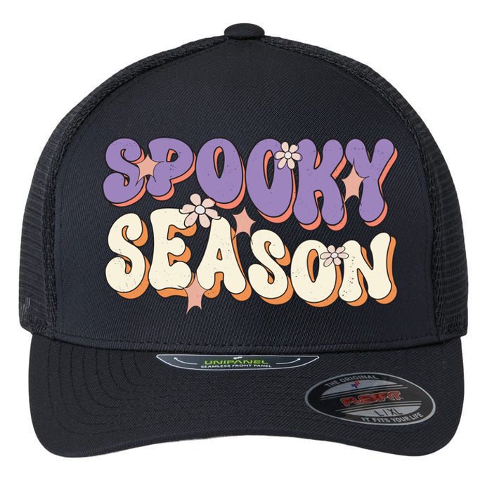 Spooky Season Halloween Groovy Retro Flexfit Unipanel Trucker Cap